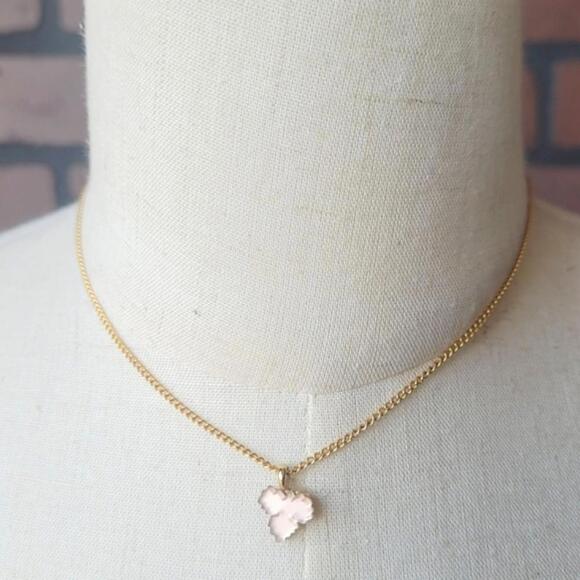 Pink Maple Leaf Dainty Gold Tone Pendant Necklace - Picture 1 of 2